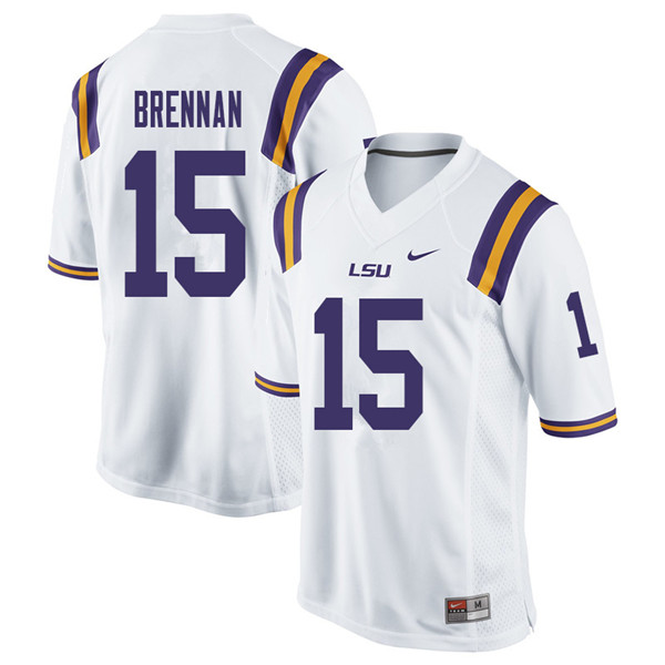 Men #15 Myles Brennan LSU Tigers College Football Jerseys Sale-White